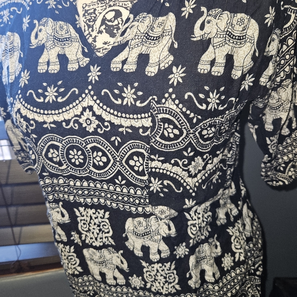 Eaethbound Trading Co. Womans Elephant Print Blouse Size S - Picture 3 of 12
